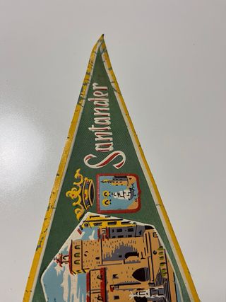 Banderín antiguo Santander España tela pintado