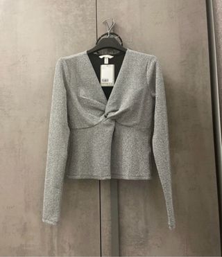 Maglietta H&M argento con nodo