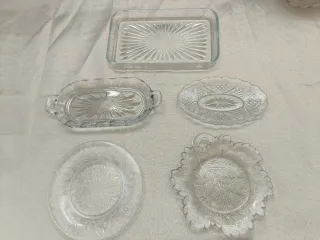 Juego 5 Bandejitas Cristal Aperitivo