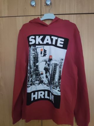 Sudadera niño granate con capucha talla 13-14