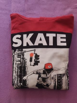 Sudadera niño granate con capucha talla 13-14