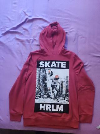 Sudadera niño granate con capucha talla 13-14