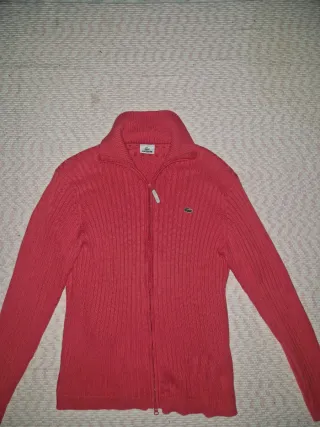 Lacoste Ribbed Zip-Up Knit Cardigan