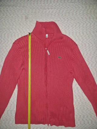 Lacoste Ribbed Zip-Up Knit Cardigan