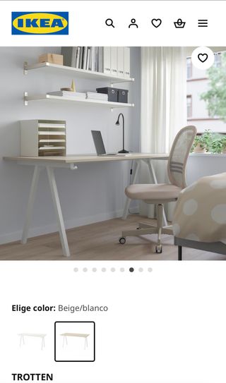 Escritorio IKEA TROTTEN beige/blanco 160x80