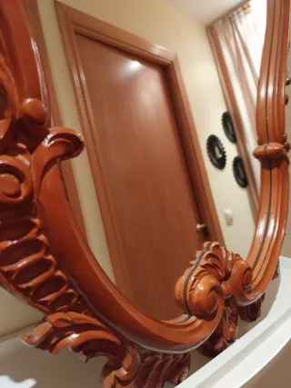 Espejo antiguo madera tallada