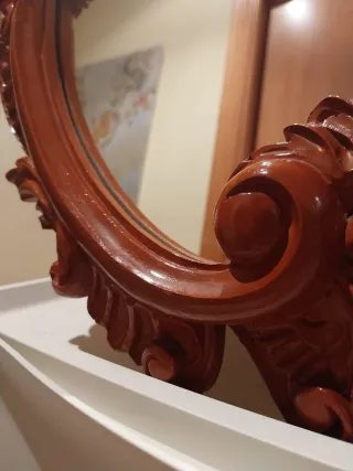 Espejo antiguo madera tallada