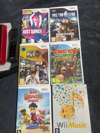 Nintendo Wii Mini Roja + 5 Juegos