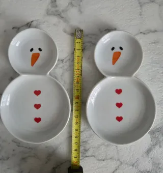 Set 2 Piatti Ceramica Pupazzo Neve