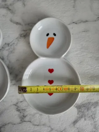 Set 2 Piatti Ceramica Pupazzo Neve