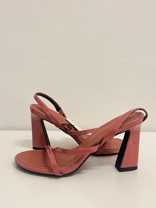 Sandalias Zara Tacón Bloque Rosa