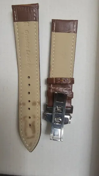 Correa para reloj de piel marrón 22mm mariposa