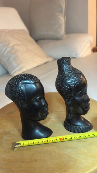 Par Estatuas Ébano Africano Vintage Arte