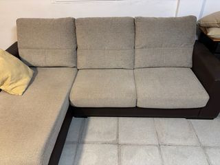 Sofá Chaiselongue Beige y Marrón