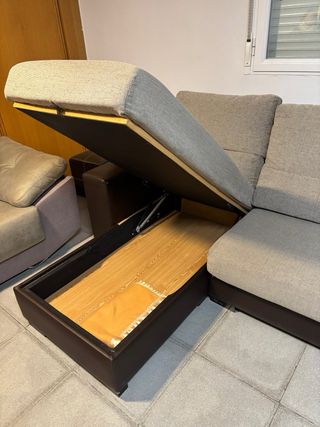 Sofá Chaiselongue Beige y Marrón