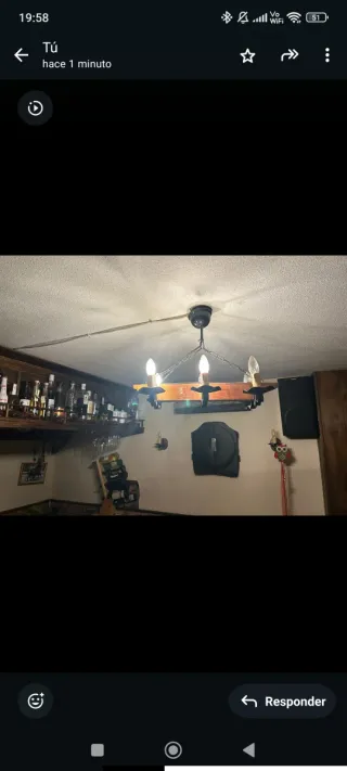 Lámpara de techo rústica madera y metal