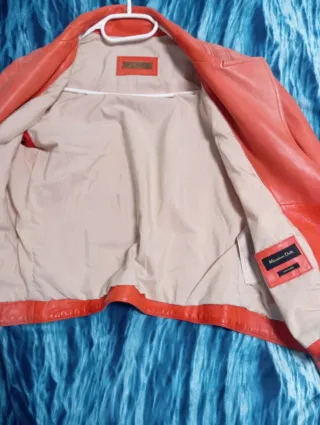Cazadora Piel Massimo Dutti,color coral