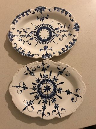 2 Piatti decorativi blu e bianchi