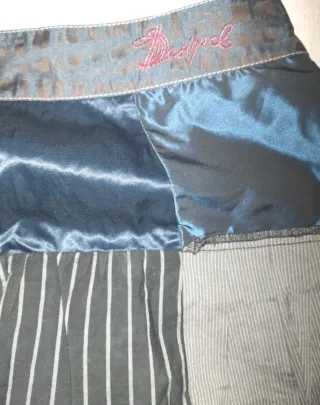 Falda Desigual Patchwork Azul y Gris