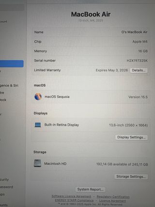MacBook Air A3240 Negro