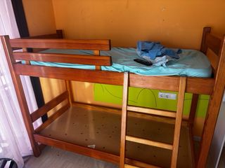Litera madera maciza con dos colchones