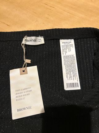 Falda larga Brownie negro y chispas brillo talla M