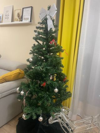 Árbol de Navidad Artificial Verde con Adornos Plat