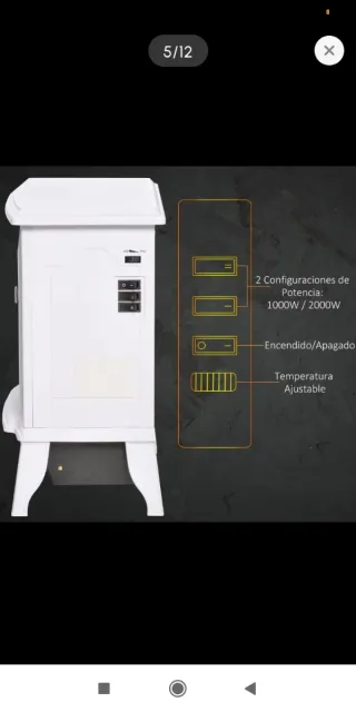 Calefactor Chimenea Eléctrica Llama Realista