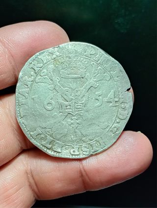 Moneda Patagón 1654 Felipe IV Bruselas Plata