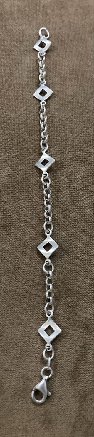 Pulsera de plata con eslabones y rombos