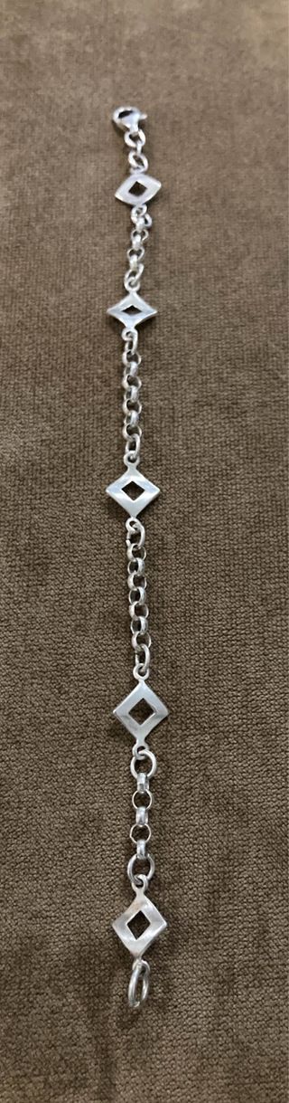 Pulsera de plata con eslabones y rombos