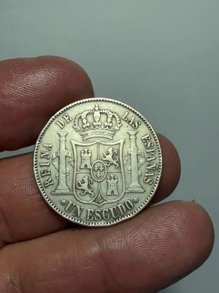 Moneda 1 escudo 1868 *18*68 Isabel II plata