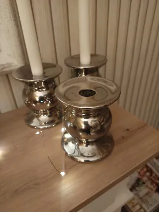 3 Candelabros Zara Home Metal Plateados