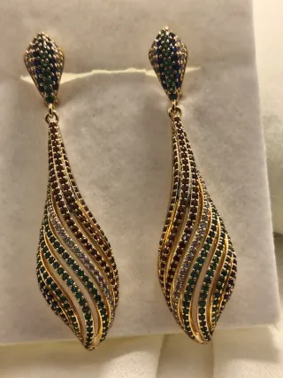 Pendientes Oro 18k Chapado Multicolor