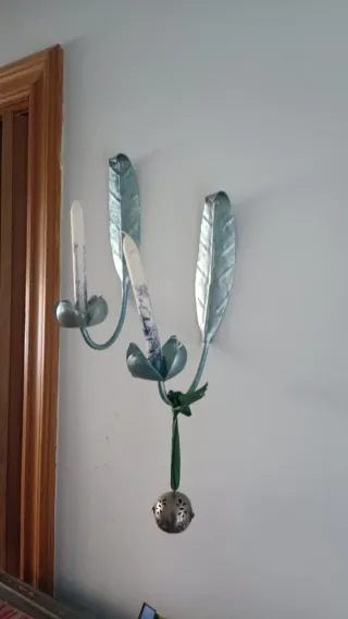 Apliques de pared hoja verde azulado