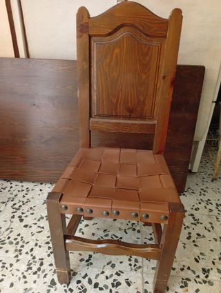 Mesa madera pino y 6 sillas