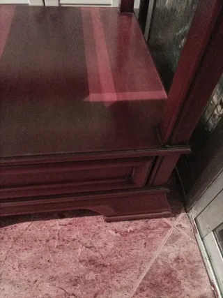 Mesa auxiliar madera y cristal