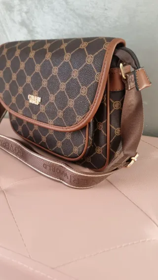 Borsa a tracolla Coveri World marrone e oro