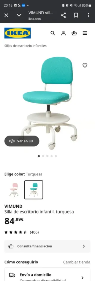 Silla de escritorio turquesa