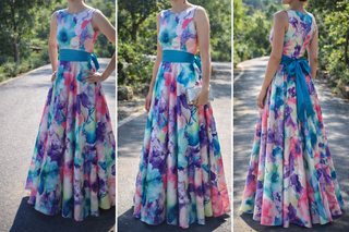 Vestido largo estampado floral multicolor