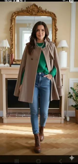 Abrigo Capa Stradivarius marrón Beige Talla Única