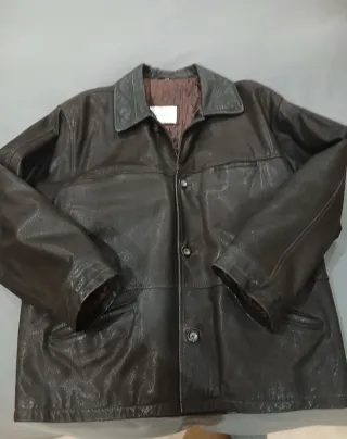 Chaqueta Cuero Vintage Marrón