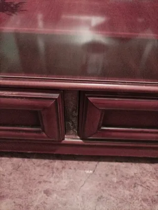 Mesa auxiliar madera y cristal salón