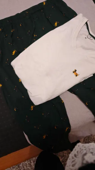 Pijama hombre verde con perros talla M