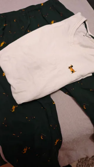 Pijama hombre verde con perros talla M