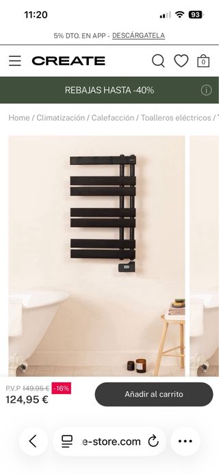 Toallero calefactor negro