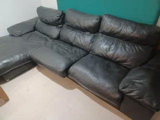 Sofá de piel negro 3,20m
