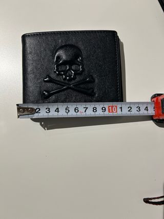 Cartera Negra Piel Calavera y Huesos