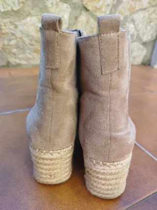 Botines cuña beige/marrón mujer
