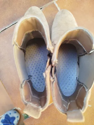 Botines cuña beige/marrón mujer